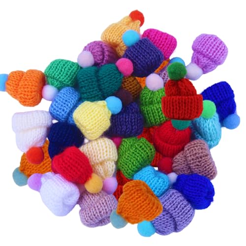 RobLuX 60 Stück Mini Strickmützen Mini Strickmütze des Weihnachten Finger Weinflasche Hut Wollgarn Mini Hut Geeignet Geeignet für Weinflaschenhüte Weihnachtsdekorationen von RobLuX