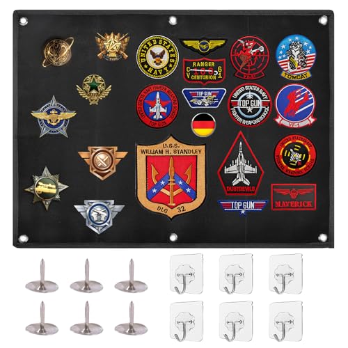 RobLuX Patches Klett Wand 60 X 45cm Klett Taktische Patch Display Tafel Faltbar Klettmatte Wand für Militär-Patch-Aufhängung mit Haken und Reißzwecken von RobLuX