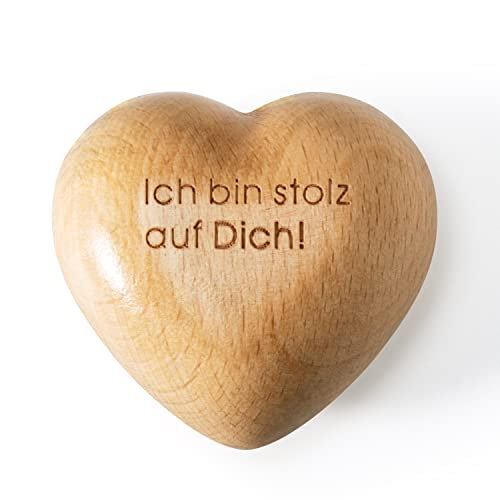 Ich Bin stolz auf Dich! Herz Handschmeichler Holz Geschenkideen und Glücksbringer für Schulabschlus Prüfung Bestanden Holzfiguren Deko Weihnachten Geschenke für Familie und Freunde Mutmacher Geschenk von Robomanor