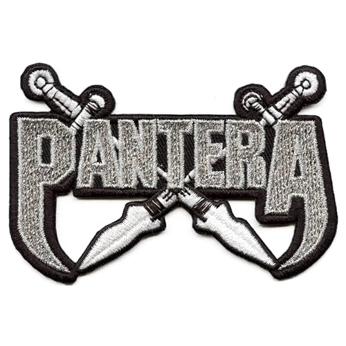 Pantera Fang Blades Patch Silber Schwermetall bestickt zum Aufbügeln von Rock Off