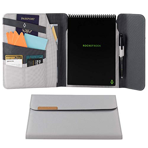 Rocketbook Flip Capsule Folio Cover – 100% recycelbare Hülle mit Stifthalter, Magnetverschluss und Innenaufbewahrung – Grau, Briefgröße von Rocketbook