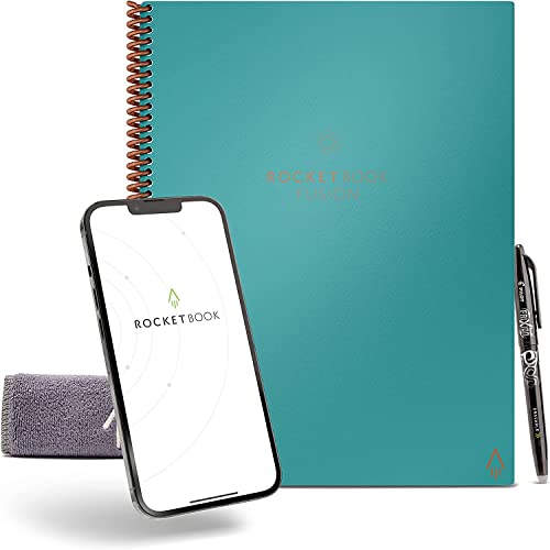 Rocketbook Fusion Reusable Digital Notebook - Smart Notepad A4 Teal, 7 Styles, To Do List, Daily Bullet Journal, Weekly & Monthly Planner with Frixion Erasable Pen, Office Gadget Reduces Paper Waste von Rocketbook