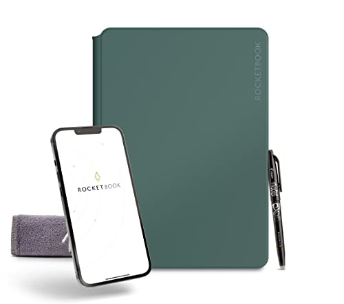 Rocketbook PRO 2.0 Wiederverwendbares Digitales Notizbuch A4 Grün Elektronischer Notizblock mit 20 Blatt Liniert und mit Punktraster, Hardcover Veganes Leder mit inkl. Pilot Frixion Stift von Rocketbook