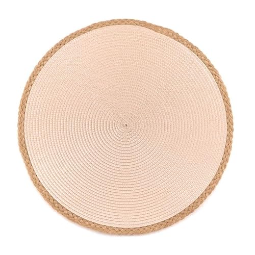 Tischdecke, dekorativ, rund, Kunststoff, Rosa mit Jute, geflochten, Boho, 38 cm von Rocking Gifts