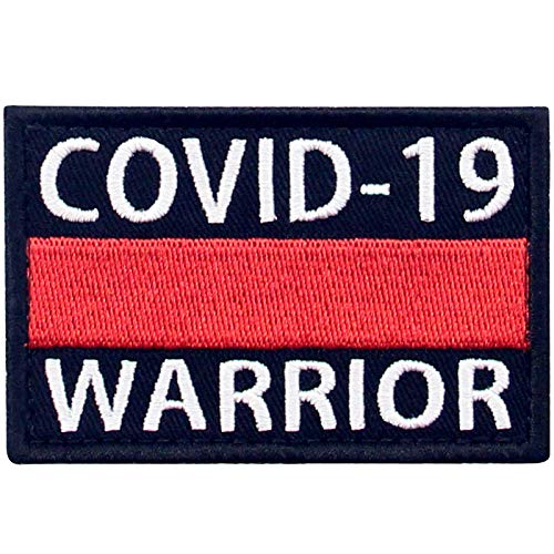 COVID-19 Warrior Patch bestickter Moral Biker Applikation Klettverschluss Red Line von Rocking Planet