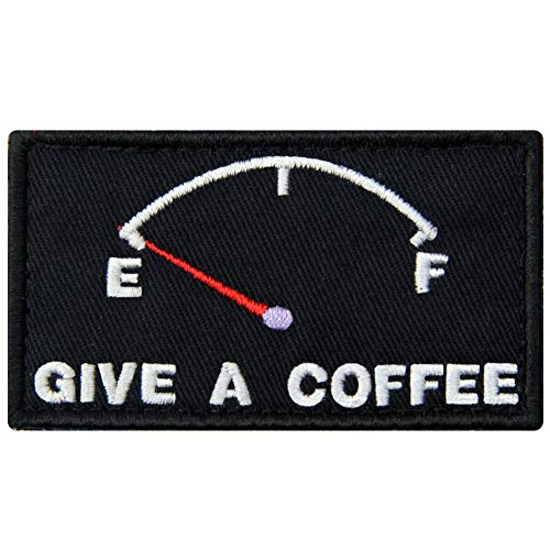 Give A Coffee Funny Patch Embroidered Moral Applique Fastener Hook & Loop Emblem von Rocking Planet