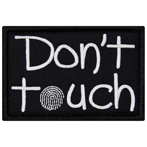 Rocking Planet Aufnäher mit Aufschrift "Don't Touch Fingerprint", bestickt, Biker-Applikation, Klettverschluss von Rocking Planet