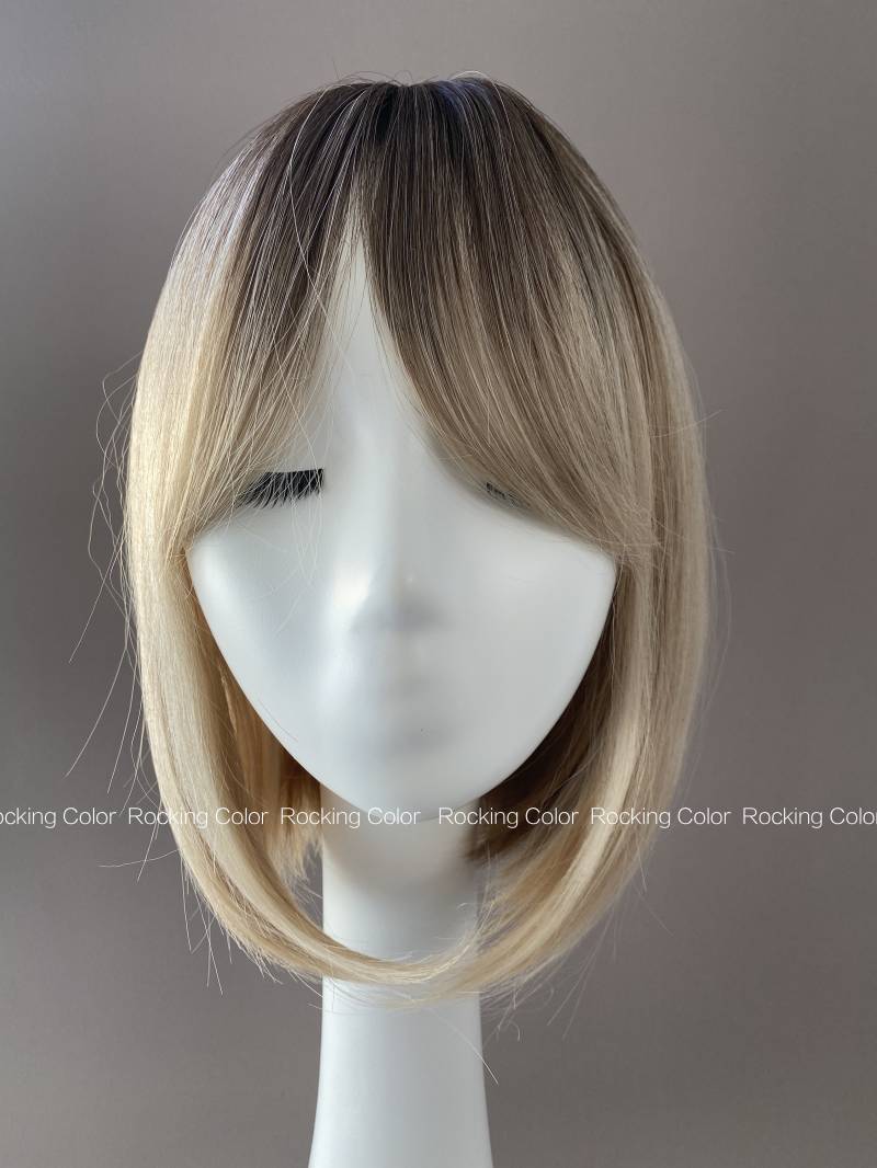 Braun Wurzel Blonde Ombre Bob Perücke, 10 Zoll Kurze Wigs.free Perückenkappe von RockingColour