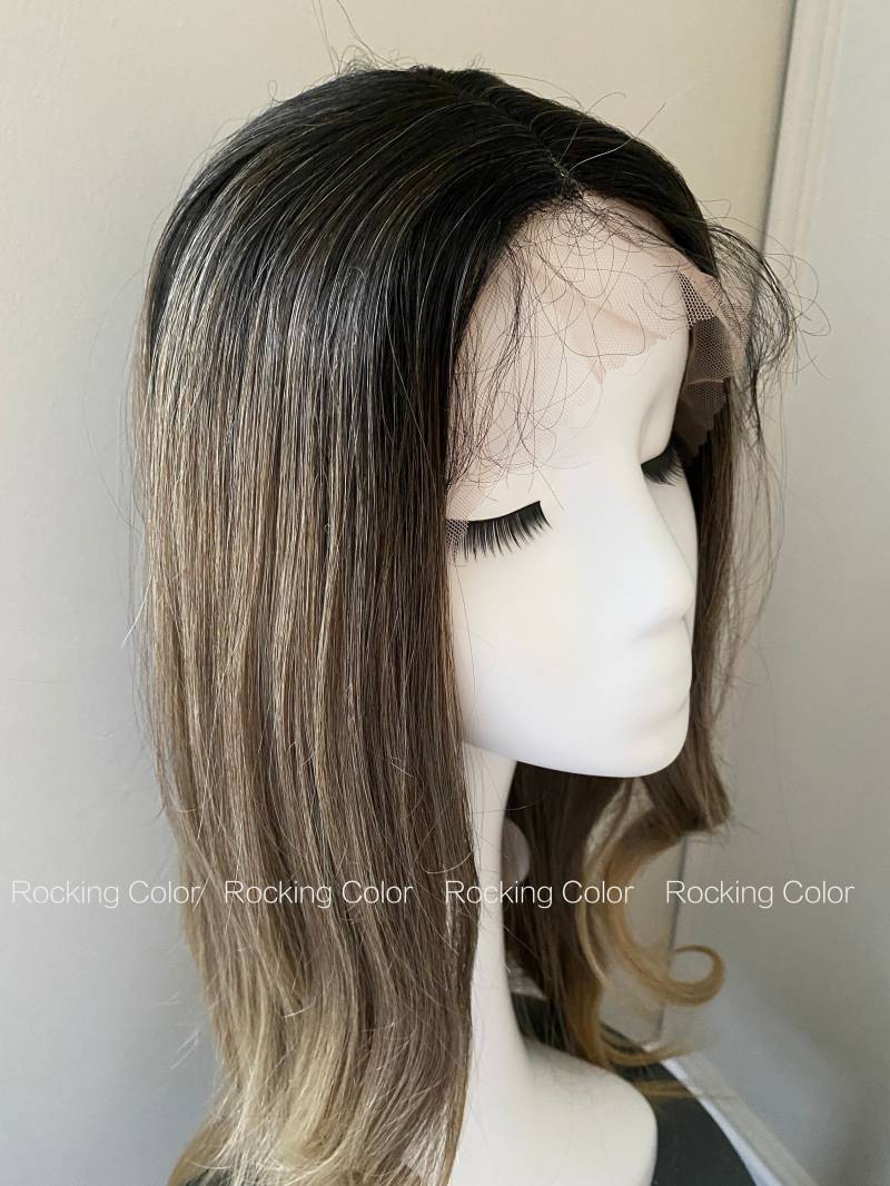 Braune Ombre Lace Front Wavy Perücke/26-Zoll Lange Dark Root Brown Perücke. Gratis Perückenkappe von RockingColour