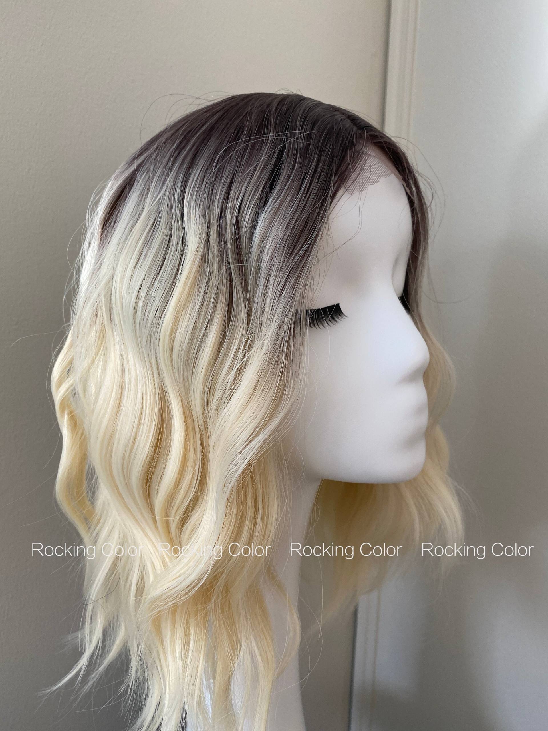 Ombre Braun Bis Blonde Lace Front Gewellte Perücke, 14-Zoll Bob Perücke. Gratis Perückenkappe von RockingColour