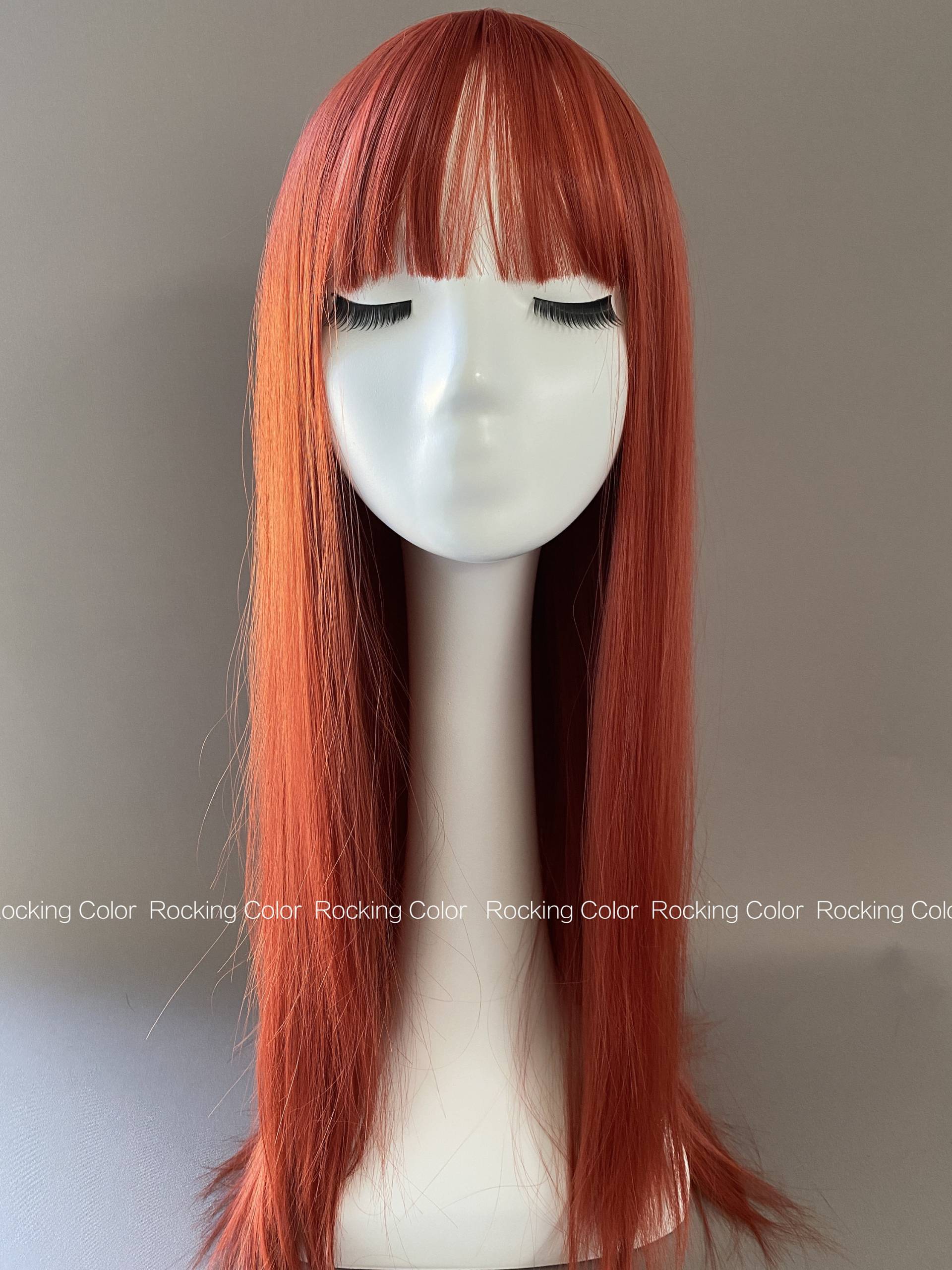 Red Ginger Straight Perücke Mit Pony/24 Zoll Langen Roten Fransen-Perücke. Gratis Perückenkappe von RockingColour