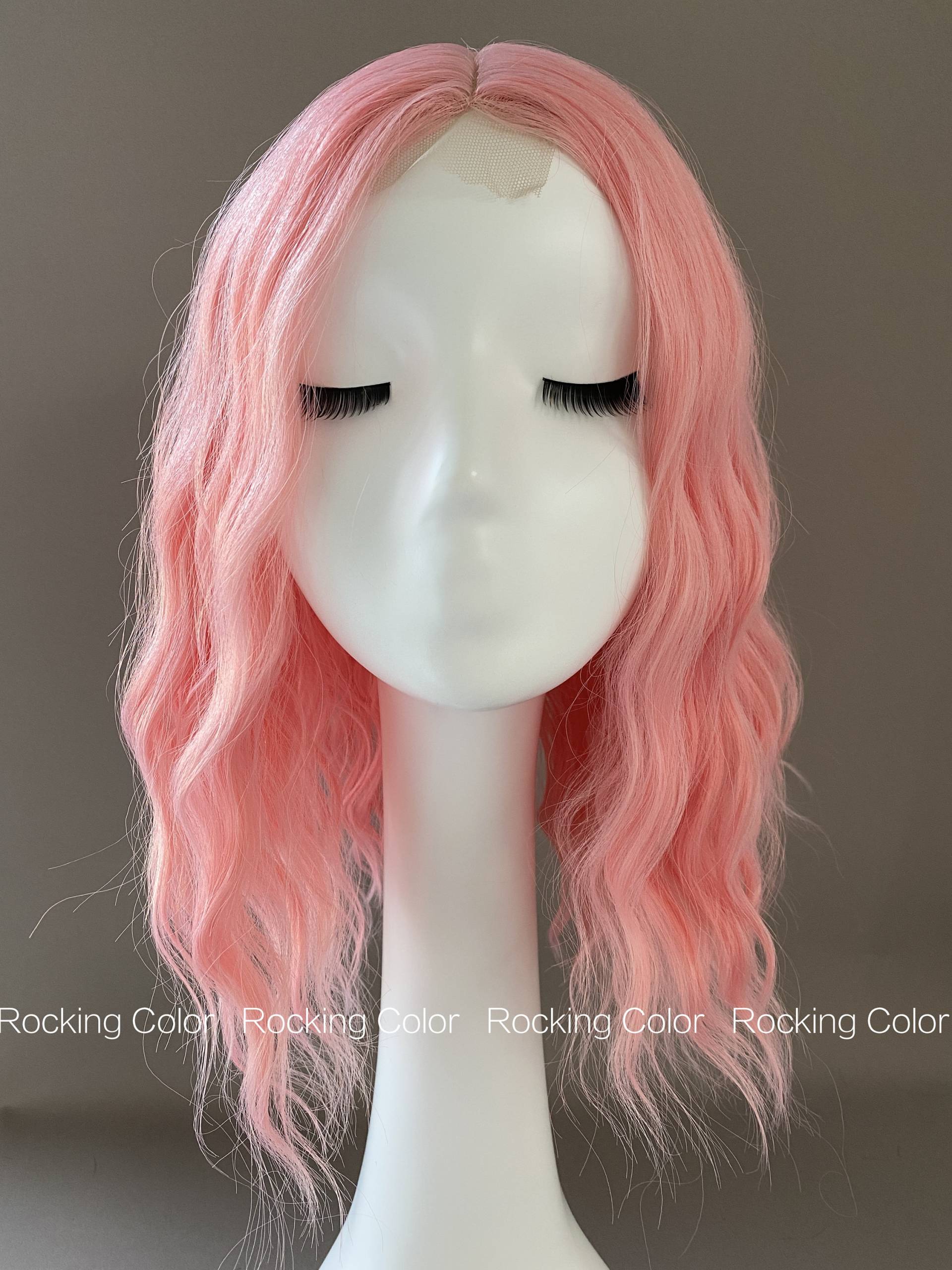 Rosa Kleine Lace Front Wavy Bobo Perücke. 14-Zoll Schulter-Länge Natural Look Gratis Perückenkappe von RockingColour