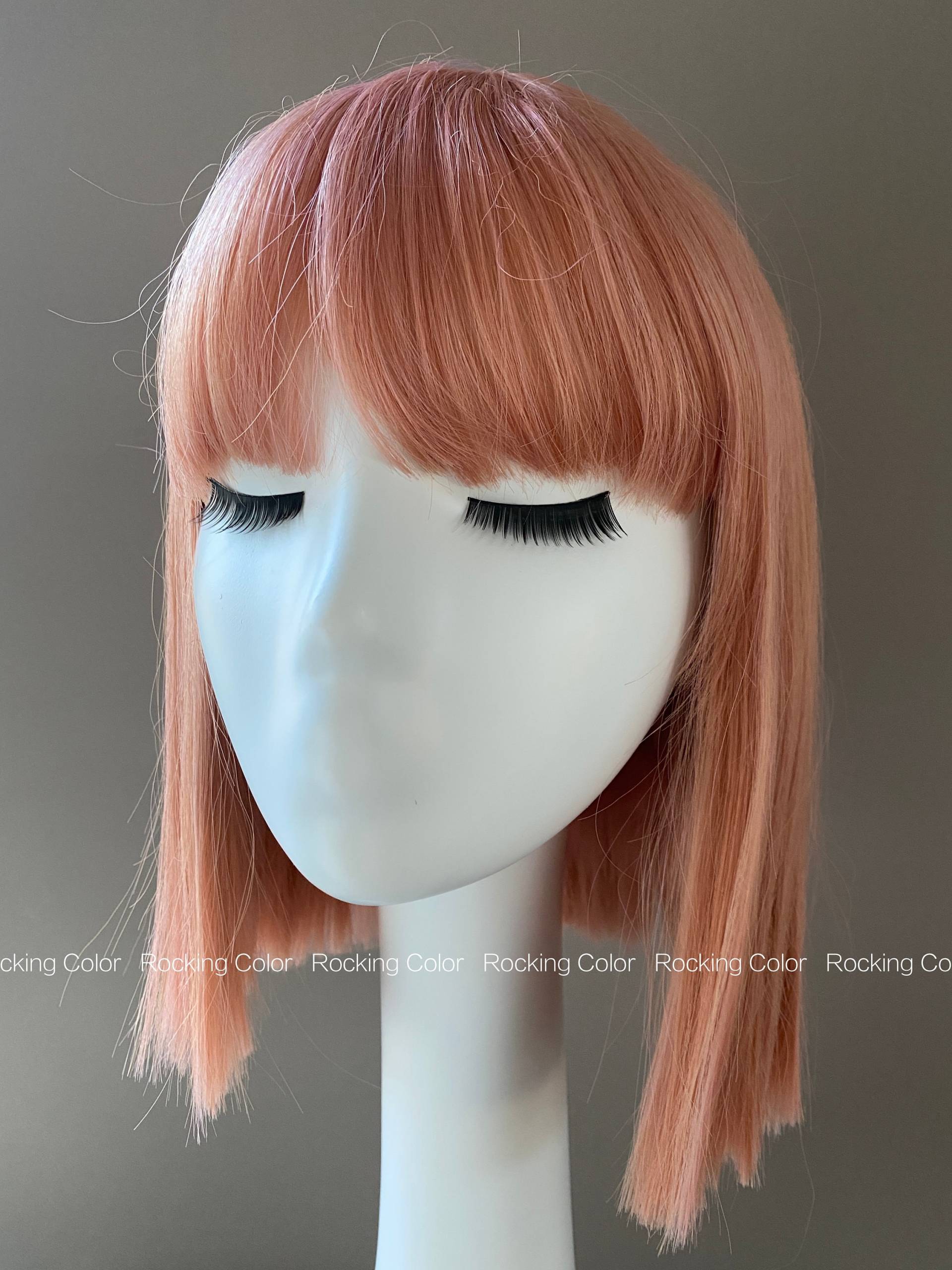 Rose Pink Bob Perücke Mit Pony, 10-Zoll-Kurze Perücke.free Perückenkappe von RockingColour