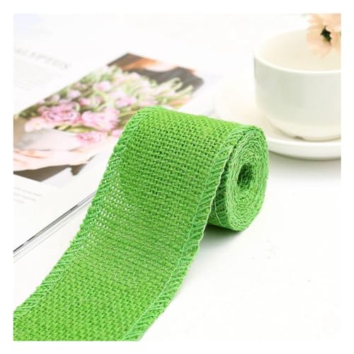 Rockreyoa 1 Rollen 6cm*2m Bunte Juteband Dekoband aus Natur Jutegewebe Vintage Geschenkband Sackleinen Schleifenband für Weihnachts Geschenkverpackung DIY HandwerkHochzeit Party Grasgrün von Rockreyoa