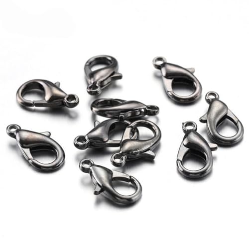 Rockreyoa 100 Stück Kettenverschluss Karabinerverschlüsse Halsketten Verschluss Sprungringöffner Schmuck Verschlüsse Zubehör für Schmuckherstellung, DIY Ohrring Armband Gunmetal 14mm von Rockreyoa