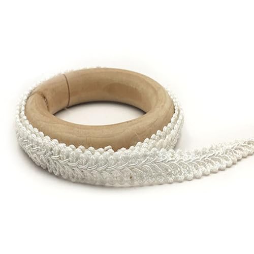 Rockreyoa 12mm x 50M Bunt Posamentenborte Handgemachte Geflochtene Borten Zopfborte Braid Trim Dekoband Geschenkband Spitzenborte Schnur Kordelband für Hochzeit Party DIY Handwerk Weiß von Rockreyoa