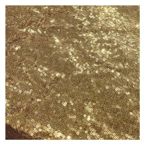 Rockreyoa 135cm Breite Paillettenstoff Glitzernder Polsterstoff Stoff mit Pailletten Meterware Glitzer Material Steppstoff für Schneidern Hochzeitsfeier Kleiderparty Abendmode Deko Gold 1 Meter von Rockreyoa