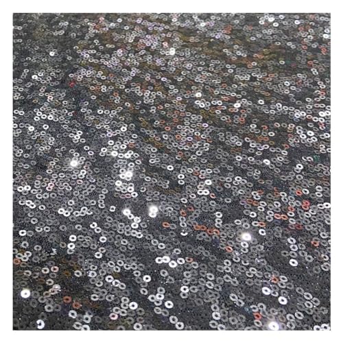 Rockreyoa 135cm Breite Paillettenstoff Glitzernder Polsterstoff Stoff mit Pailletten Meterware Glitzer Material Steppstoff für Schneidern Hochzeitsfeier Kleiderparty Abendmode Deko Schwarz 2 Meter von Rockreyoa