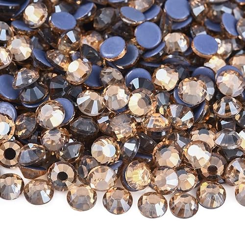 Rockreyoa 1440pcs Hotfix Strasssteine Glas Glitzersteine Kristall Glitzersteine Glas Runde Strasssteine Kleidung-Strasssteine Klar Strasssteine für Diamant Kleidung Schuhe Pinzette 1#Champagner SS10 von Rockreyoa