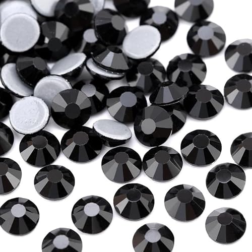 Rockreyoa 1440pcs Hotfix Strasssteine Glas Glitzersteine Kristall Glitzersteine Glas Runde Strasssteine Kleidung-Strasssteine Klar Strasssteine für Diamant Kleidung Schuhe Pinzette 1#Schwarz SS12 von Rockreyoa