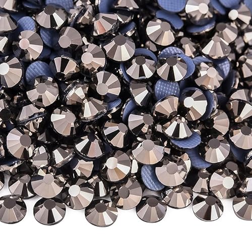 Rockreyoa 1440pcs Hotfix Strasssteine Glas Glitzersteine Kristall Glitzersteine Glas Runde Strasssteine Kleidung-Strasssteine Klar Strasssteine für Diamant Kleidung Schuhe Pinzette 2#Grau SS10 von Rockreyoa