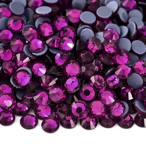 Rockreyoa 1440pcs Hotfix Strasssteine Glas Glitzersteine Kristall Glitzersteine Glas Runde Strasssteine Kleidung-Strasssteine Klar Strasssteine für Diamant Kleidung Schuhe Pinzette 2#Violett SS10 von Rockreyoa