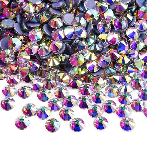 Rockreyoa 1440pcs Hotfix Strasssteine Glas Glitzersteine Kristall Glitzersteine Glas Runde Strasssteine Kleidung-Strasssteine Klar Strasssteine für Diamant Kleidung Schuhe Pinzette 2#Weiß SS12 von Rockreyoa