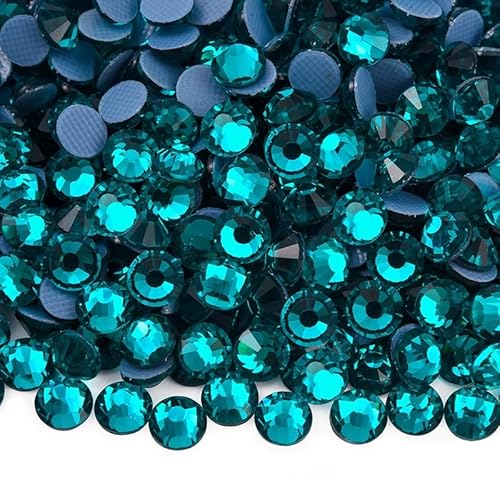 Rockreyoa 1440pcs Hotfix Strasssteine Glas Glitzersteine Kristall Glitzersteine Glas Runde Strasssteine Kleidung-Strasssteine Klar Strasssteine für Diamant Kleidung Schuhe Pinzette Blauer Haolith SS6 von Rockreyoa