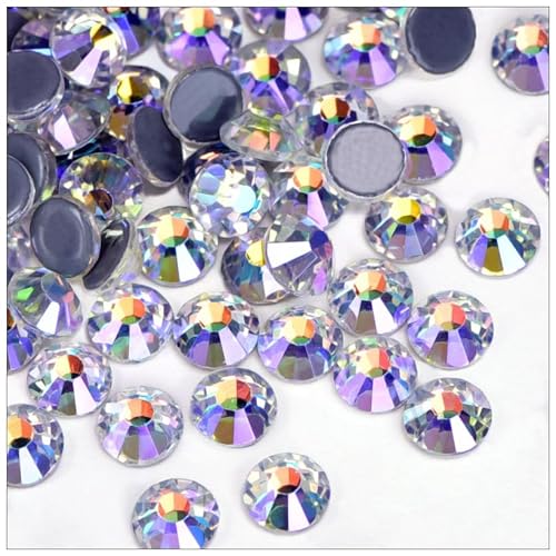 Rockreyoa 1440pcs Hotfix Strasssteine Glas Glitzersteine Kristall Glitzersteine Glas Runde Strasssteine Kleidung-Strasssteine Klar Strasssteine für Diamant Kleidung Schuhe Pinzette Farbe SS10 von Rockreyoa