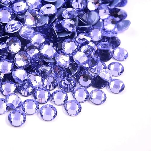 Rockreyoa 1440pcs Hotfix Strasssteine Glas Glitzersteine Kristall Glitzersteine Glas Runde Strasssteine Kleidung-Strasssteine Klar Strasssteine für Diamant Kleidung Schuhe Pinzette Helles Violett SS8 von Rockreyoa