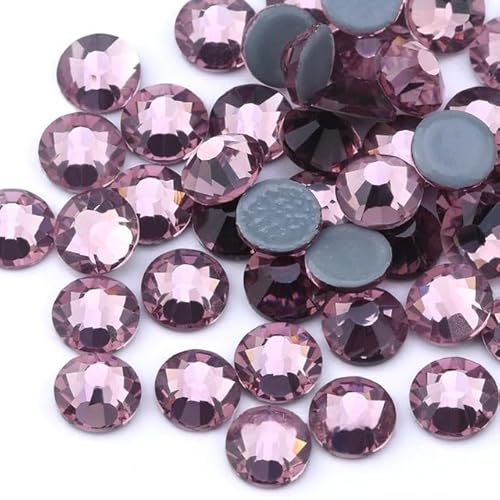 Rockreyoa 1440pcs Hotfix Strasssteine Glas Glitzersteine Kristall Glitzersteine Glas Runde Strasssteine Kleidung-Strasssteine Klar Strasssteine für Diamant Kleidung Schuhe Pinzette Hellviolett SS10 von Rockreyoa