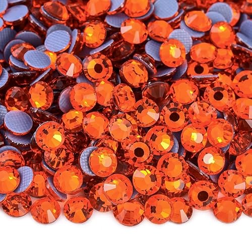 Rockreyoa 1440pcs Hotfix Strasssteine Glas Glitzersteine Kristall Glitzersteine Glas Runde Strasssteine Kleidung-Strasssteine Klar Strasssteine für Diamant Kleidung Schuhe Pinzette Orange SS20 von Rockreyoa