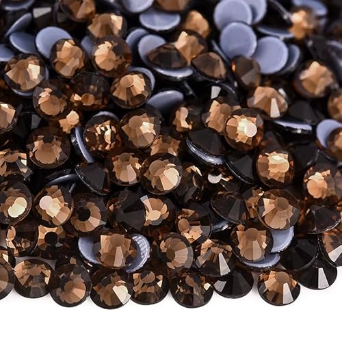 Rockreyoa 1440pcs Hotfix Strasssteine Glas Glitzersteine Kristall Glitzersteine Glas Runde Strasssteine Kleidung-Strasssteine Klar Strasssteine für Diamant Kleidung Schuhe Pinzette Rauchgelb SS10 von Rockreyoa