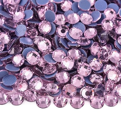 Rockreyoa 1440pcs Hotfix Strasssteine Glas Glitzersteine Kristall Glitzersteine Glas Runde Strasssteine Kleidung-Strasssteine Klar Strasssteine für Diamant Kleidung Schuhe Pinzette Rosa SS10 von Rockreyoa