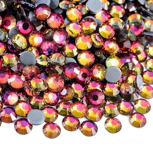 Rockreyoa 1440pcs Hotfix Strasssteine Glas Glitzersteine Kristall Glitzersteine Glas Runde Strasssteine Kleidung-Strasssteine Klar Strasssteine für Diamant Kleidung Schuhe Pinzette Rote Flamme SS12 von Rockreyoa