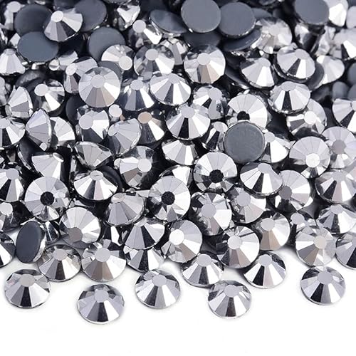 Rockreyoa 1440pcs Hotfix Strasssteine Glas Glitzersteine Kristall Glitzersteine Glas Runde Strasssteine Kleidung-Strasssteine Klar Strasssteine für Diamant Kleidung Schuhe Pinzette Silber SS10 von Rockreyoa