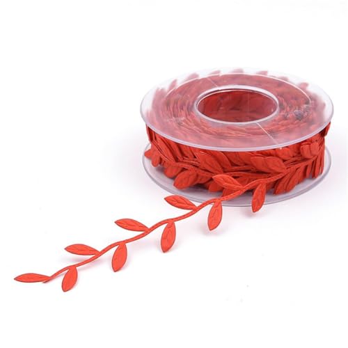 Rockreyoa 15m Künstliche Weinreben Blatt Band Girlande mit Blätterranken Bastelband Satinband Dekoband Blattschnur für DIY Handwerk Party Hochzeits Dekoration Zuhause Rot 25mm*15m von Rockreyoa