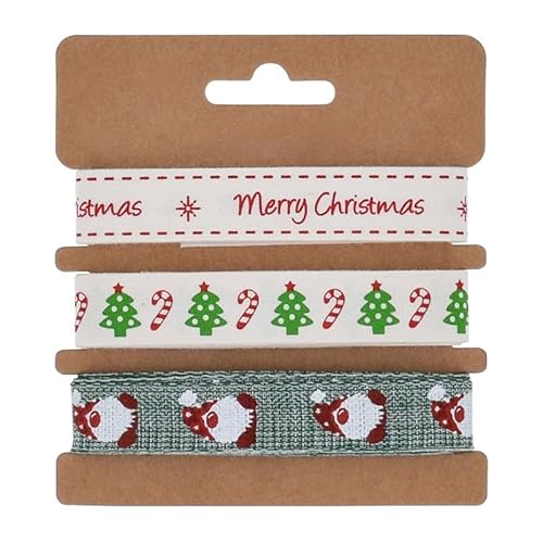 Rockreyoa 15mm Weihnachtsband Schleifenband Weihnachten Christmas Satin Ribbon Leinenband Geschenkband Grosgrain Stoffband Weihnachtsbaum Dekoband Schleifenband Zierband Verpackungsbänder #2 12m von Rockreyoa