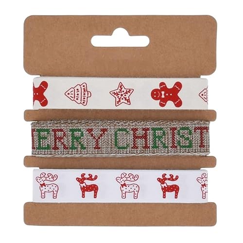 Rockreyoa 15mm Weihnachtsband Schleifenband Weihnachten Christmas Satin Ribbon Leinenband Geschenkband Grosgrain Stoffband Weihnachtsbaum Dekoband Schleifenband Zierband Verpackungsbänder #6 12m von Rockreyoa