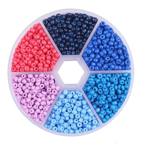 Rockreyoa 1900 Stück Glasperlen Kleine Quetschperlen Abstandsperlen Crimp Perlen Gemischte Spacer Beads mit Box Lose Perlen für Halsketten Armbänder DIY Schmuckherstellung, 3mm (6 Farben) 13# von Rockreyoa