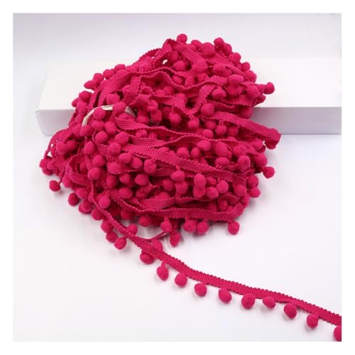 Rockreyoa 20 Yard Pom Poms Fransenbesatz Bälle Trim Bordüre Nähspitze Pompom Quaste Trim Band Fransenband Nähband für Kleidung, Vorhang, Kissen, DIY, Nähen, Geschenk, Heimdekoration Dunkel Rosarot von Rockreyoa