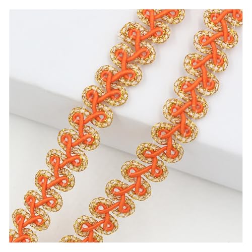 Rockreyoa 25 Yards x 12mm Metallic Braid Trim Bunt Geflochten Spitzenband Gewebtes Dekoband Kordelband Posamentenborte Decorative Stoffband für DIY Nähen Hochzeit Kostüm Schmuck Party Orange von Rockreyoa