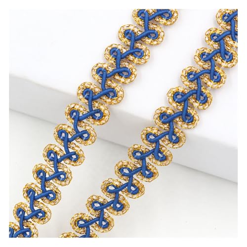 Rockreyoa 25 Yards x 12mm Metallic Braid Trim Bunt Geflochten Spitzenband Gewebtes Dekoband Kordelband Posamentenborte Decorative Stoffband für DIY Nähen Hochzeit Kostüm Schmuck Party Tiefblau von Rockreyoa