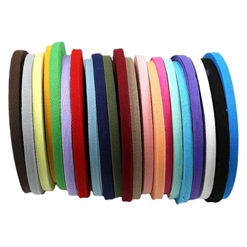 Rockreyoa 28 Meter 10mm Baumwollband Fischgrätmuster Baumwoll Schrägband Twillband Einfassband Köperband Nahtband Fischgrätenband Webbing Band für DIY-Nähen Basteln (28 Farben,1Meter/Farben) von Rockreyoa