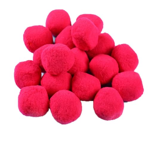 Rockreyoa 30 Stück 5cm Pompons Bunte Bommeln Groß Flauschigen Pom Poms Plüsch Bälle zum Basteln DIY Handwerk Ostern Weihnachten Kinder Partydekoration Girlanden Haarschmuck Quasten Rosarot von Rockreyoa