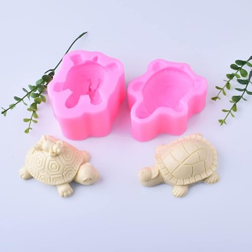 Rockreyoa 3D Schildkröte Silikonform Tier Silikonform Thema Tier Silikon Backformen DIY Fondant Backformen Seife Formen Kerze Handmade Formen für Dekorieren Kuchen Gelee Mousse 3er-Set von Rockreyoa