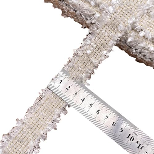 Rockreyoa 3cm Luxuriöses Tweed-Spitzenband Breites Band Stoffbesatz Quastenband Handgefertigtes Gewebtes Band Vintage Häkelband Gewebtes Dekoband Nähen Für Kostüm Nähen DIY Handwerk Beige 10 Yards von Rockreyoa