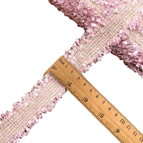 Rockreyoa 3cm Luxuriöses Tweed-Spitzenband Breites Band Stoffbesatz Quastenband Handgefertigtes Gewebtes Band Vintage Häkelband Gewebtes Dekoband Nähen Für Kostüm Nähen DIY Handwerk Rosa 15 Yards von Rockreyoa