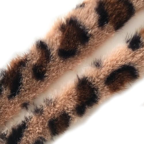 Rockreyoa 5 Stück 1M Kunstfell Bordüre Kunstpelz Band Plüsch Trim Plüschband Dekoband Buntes Kunstpelzbandbesätze für DIY Bastel Requisiten Hausschuhe Pantoffel Kragen Dekoration Leopard 3cm von Rockreyoa