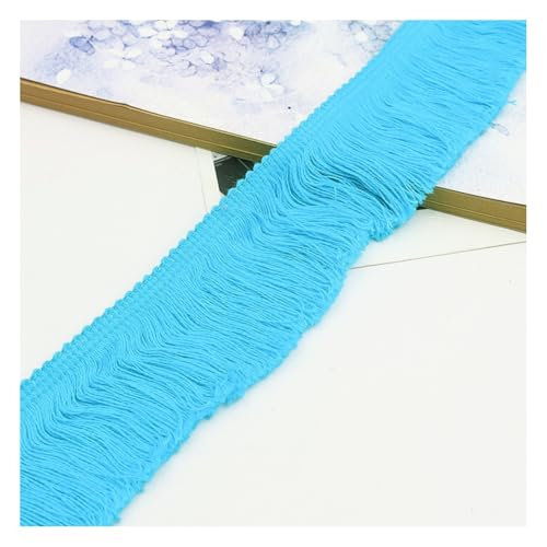 Rockreyoa 5cm Baumwolle Fransenband Fransenborte Quaste Dekoband Schnittfranse Spitzenband Fringe HäKelband Zierband für Kleidung Kostüme DIY Nähen Gardinen Lampenschirm Wohnaccessoires Himmelblau 20M von Rockreyoa